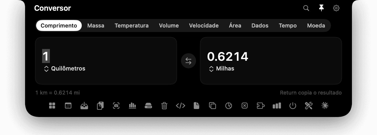 Aba Conversor de quilômetros para milhas