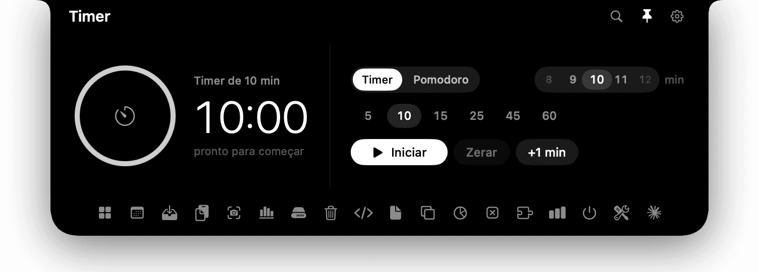 Aba Timer com um timer de 10 minutos